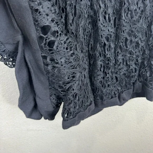 Thakoon Romper Women's 4 Black Lined 100% Cotton Surplice Neck Plunge Crochet - Picture 5 of 13